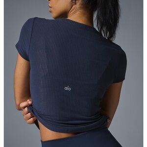 NWT ALO Ribbed Coast tee Navy size xxs